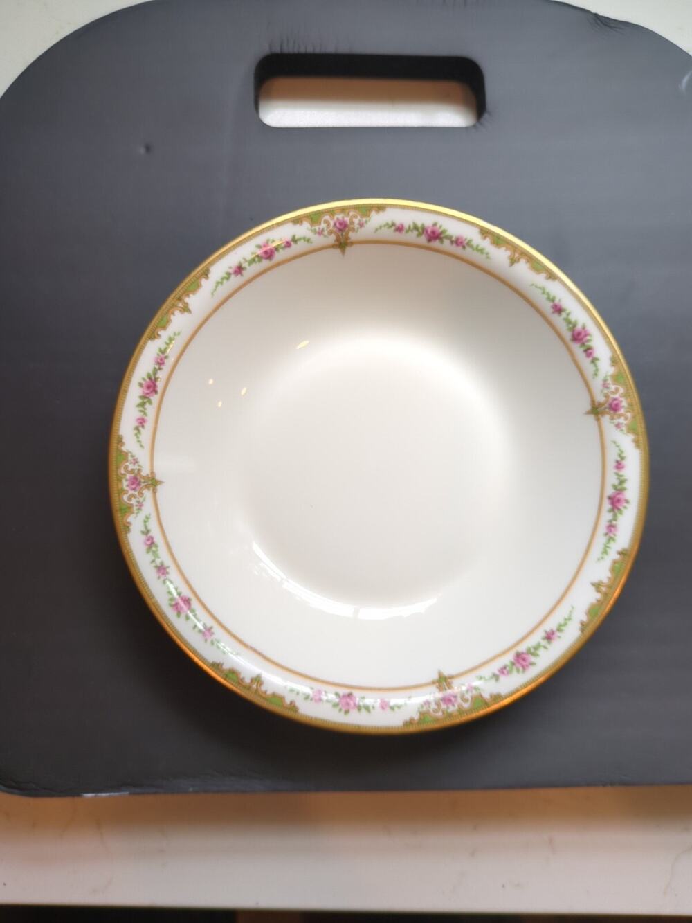 Theodore Haviland Limoges France Pink Rose Bowl Gold 7.5" Round.